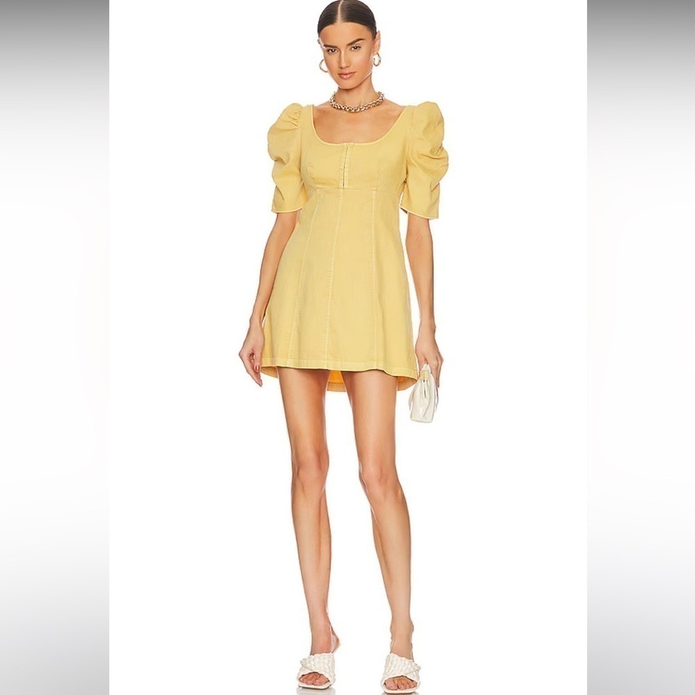 Free People Cheyenne Denim Mini Dress in Sand Dune Size Small NWT​​​​​​​​
